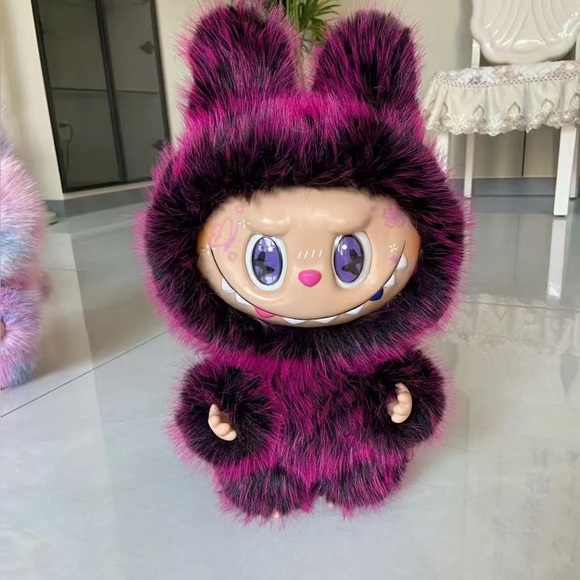 Labubu Other - Fuzzy Pink and Black Large Labubu